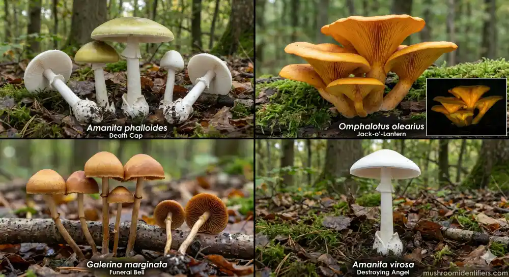 White Poisonous Mushrooms Identification 2026