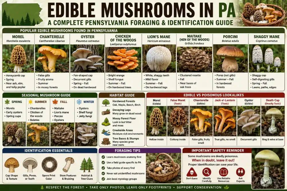 Edible Mushrooms in PA: Pennsylvania Mushroom Identification Guide
