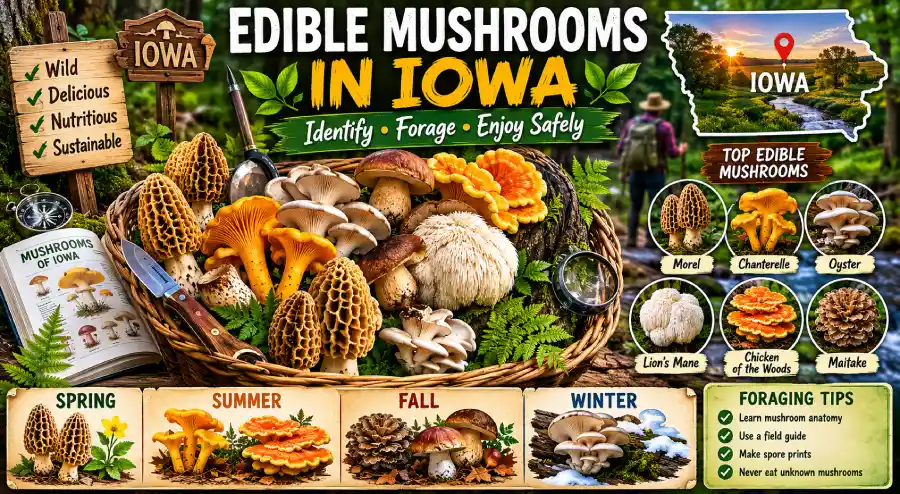 Edible Mushrooms in Iowa Identification Guide 2026