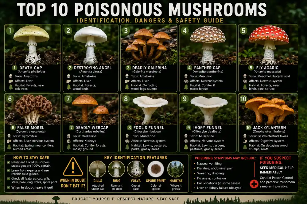 Top 10 Poisonous Mushrooms  Identification, Dangers, and Safety Guide