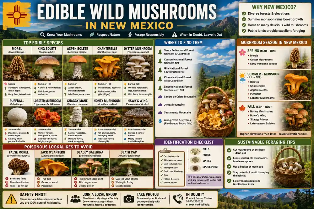 Edible Wild Mushrooms in New Mexico  Identification Guide 2026