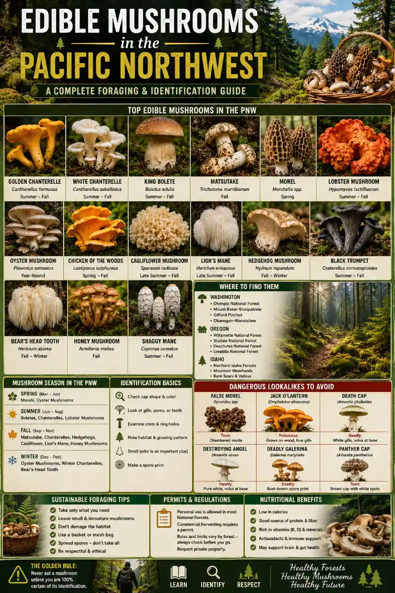 Edible Mushrooms in the Pacific Northwest   Identification Guide
