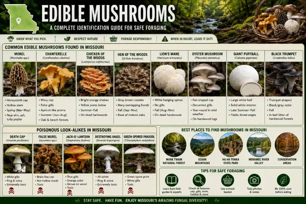 Edible Mushrooms in Missouri: Identification Guide 2026