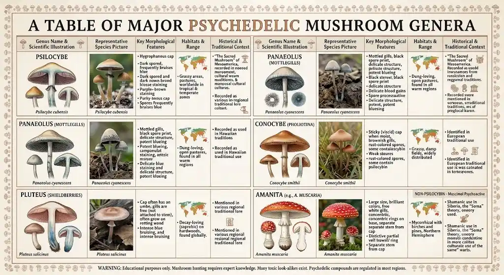 Psychedelic Mushroom Identification Chart With Pictures